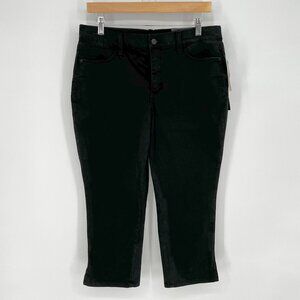 NYDJ Womens Karen Capri Jeans Size 10 Petite Black Slim‎ Fit Lift Tuck Mid Rise